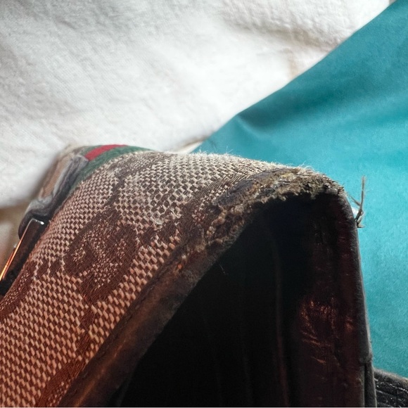 Gucci Compact Trifold Wallet Sherry line GG Canvas Preloved Unisex - Picture 14 of 16